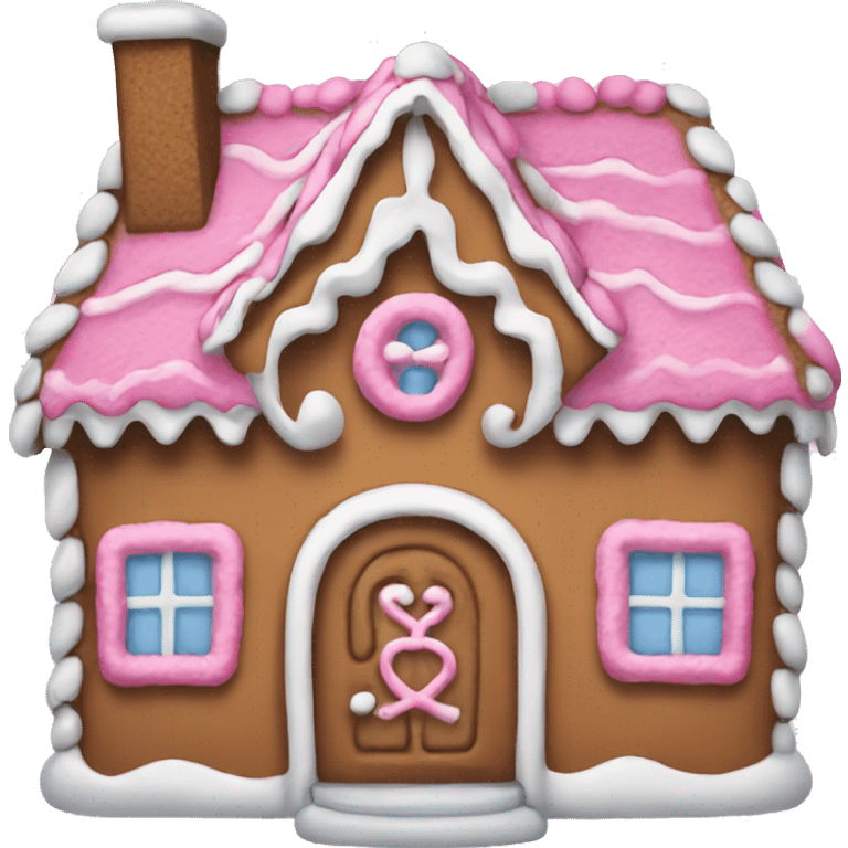 A pink gingerbread house emoji