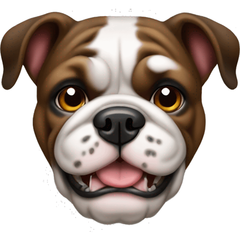 Bulldog english black and brown happy emoji