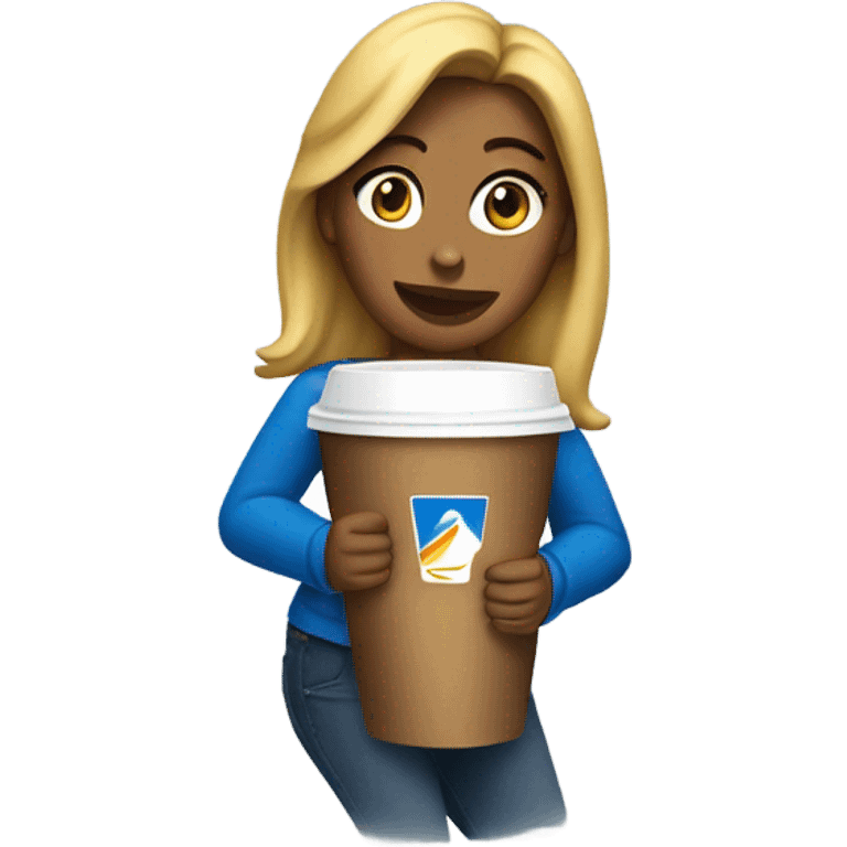 Female holding Dutch bros emoji