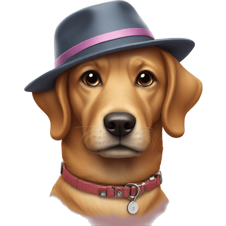 realistic dog collar close-up wearing a hat emoji