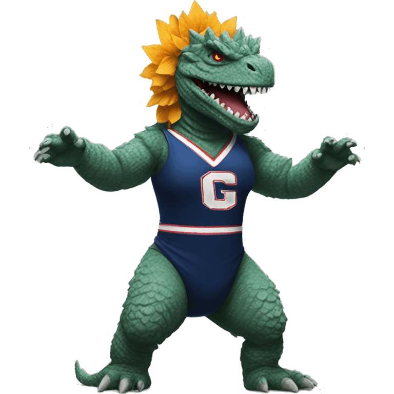 Godzilla dressed as a cheerleader  emoji