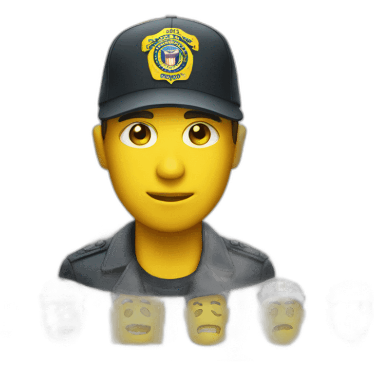 man with yellow "FBI" letters on his cap emoji