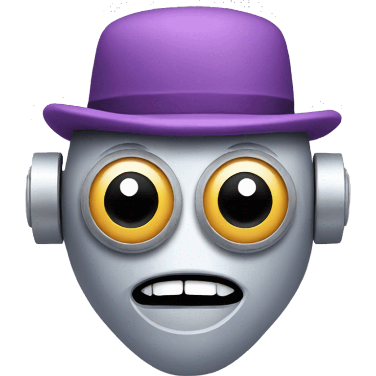 Robot with purple hat and donut emoji