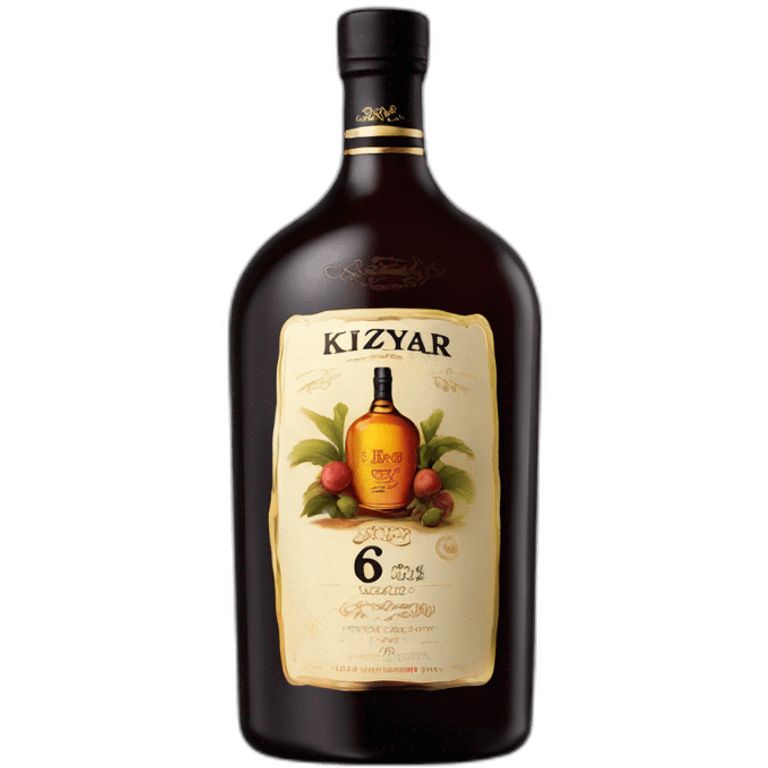 bottle of 6 years Kizlyar brandy with black label emoji