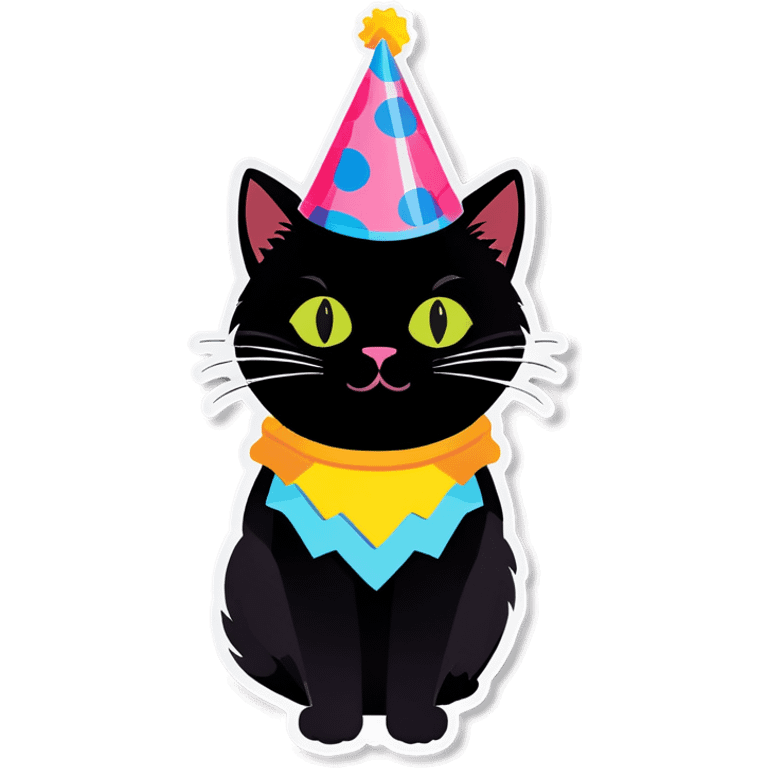 Black cat with party hat emoji