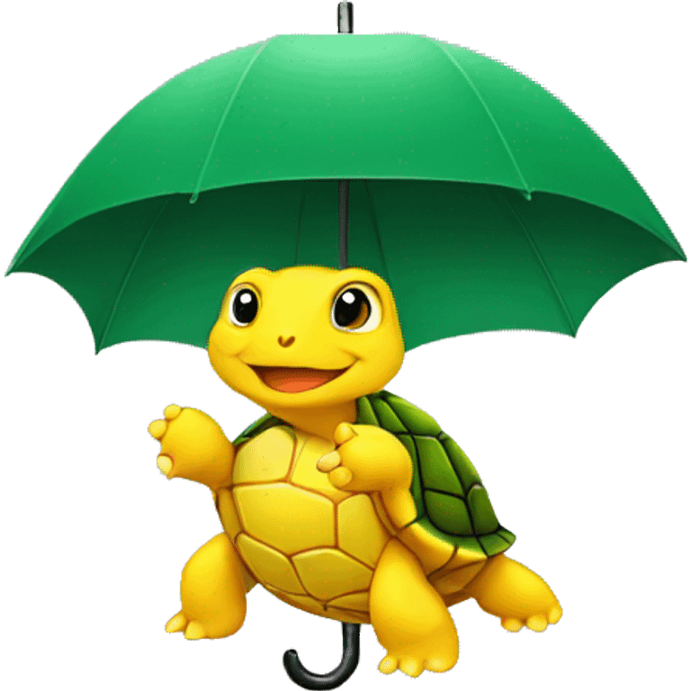 a yellow turtle with a green umbrella emoji