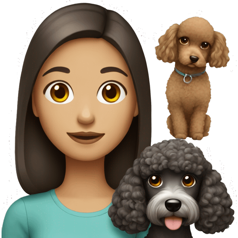 Brunette girl with poodle emoji