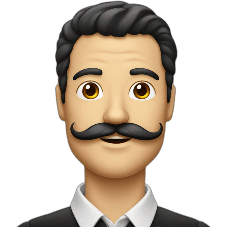 homme moustache carré cheveux noirs raie emoji