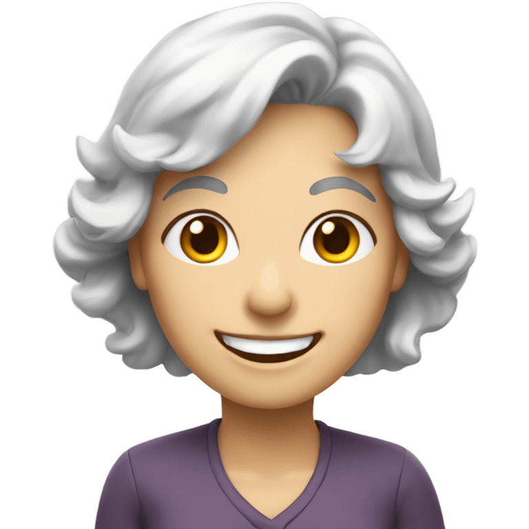 silver haired lady, smiling, happy to h emoji