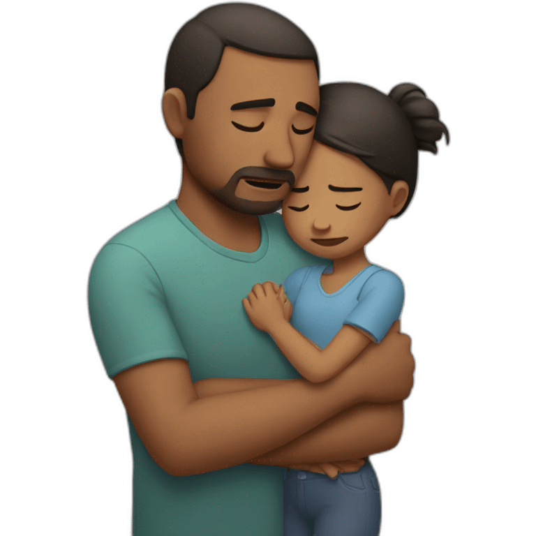 Girl crying while holding dad's hand emoji