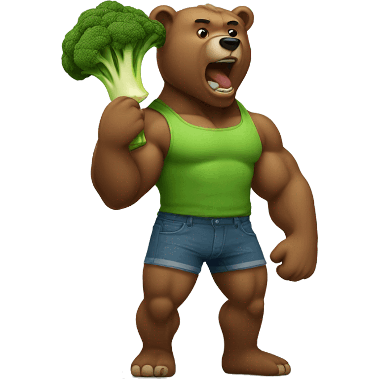 muscular bear eating a broccoli emoji