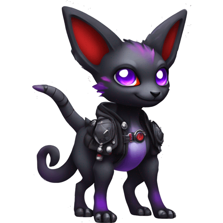 Cute cool dark punk gothic futuristic black red purple animal hybrid Fakemon full body emoji