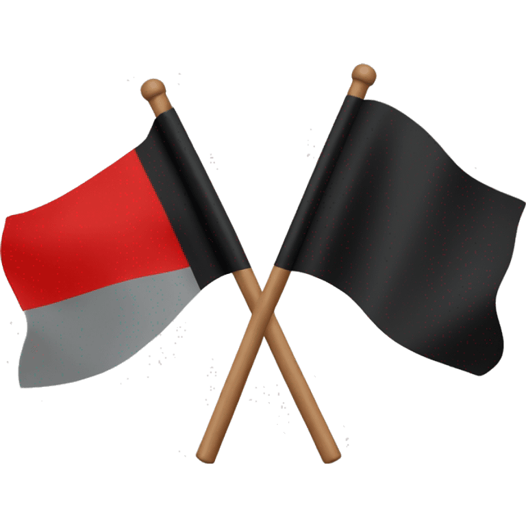 Un drapeau noir et rouge en diagonale coupé au mileu emoji