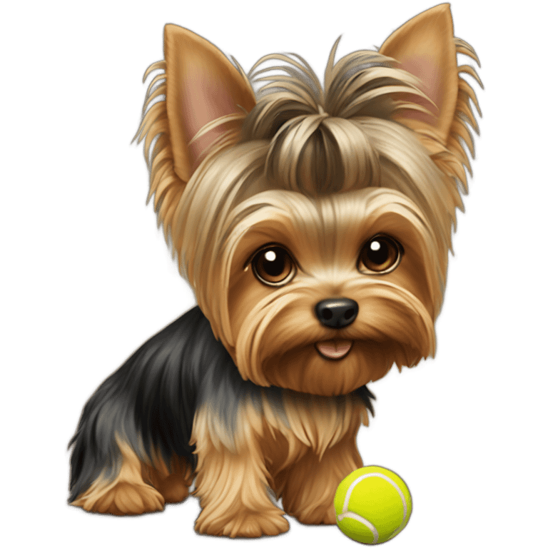 Yorkie playing with a tennis ball emoji