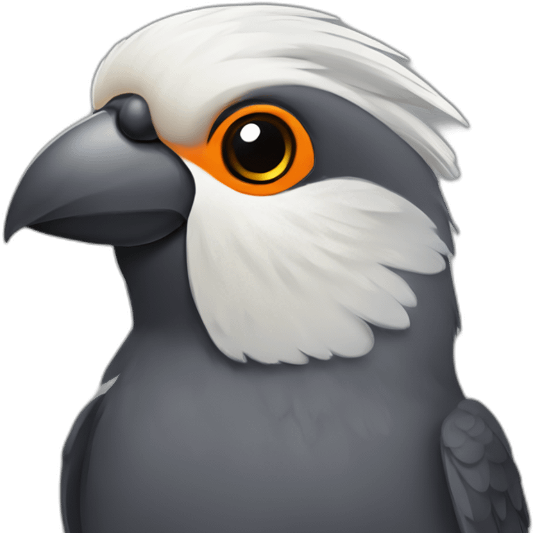 dark grey cockatiel with orange cheek emoji