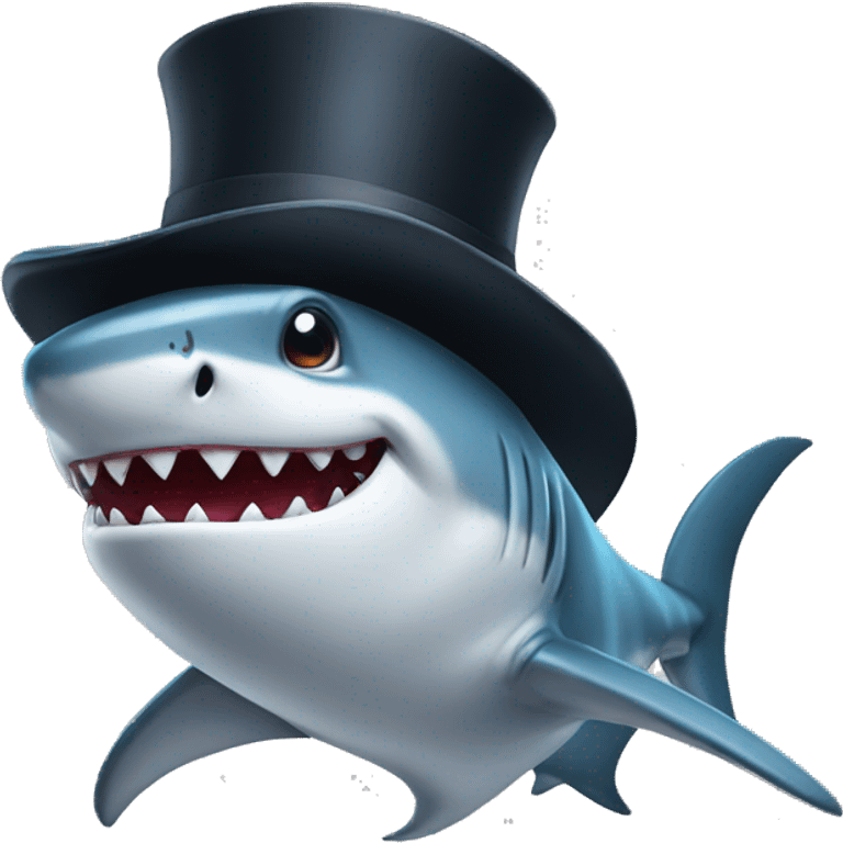 Shark with a top hat emoji