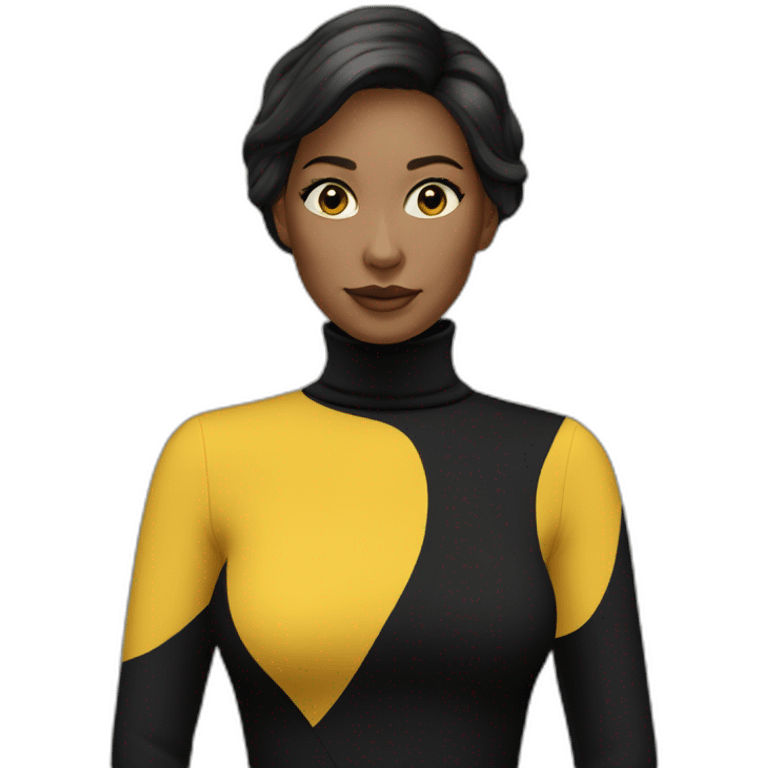 elegant woman yellow-skin black-turtleneck emoji