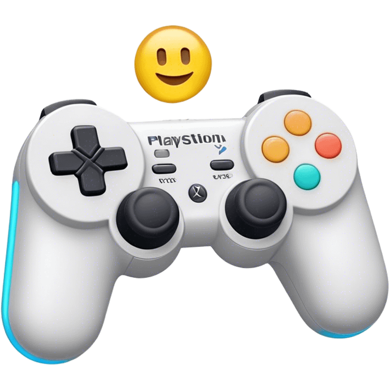 Clash of Clans aesthetic: Cinematic Playful PlayStation Move Controllers Portrait Emoji, rendered in a 3D vector-style similar to standard emojis with minimal shading and bold, simplified shapes. A compact, distinct form with signature details, softly glowing with a cutting-edge console technology charm. Simplified yet unmistakably iconic, highly detailed and consistent, glowing with a soft radiance and high shine. Stylized with a touch of technological advancement and a soft glowing outline, capturing the essence of a beloved gaming relic with a friendly, playful manner! emoji