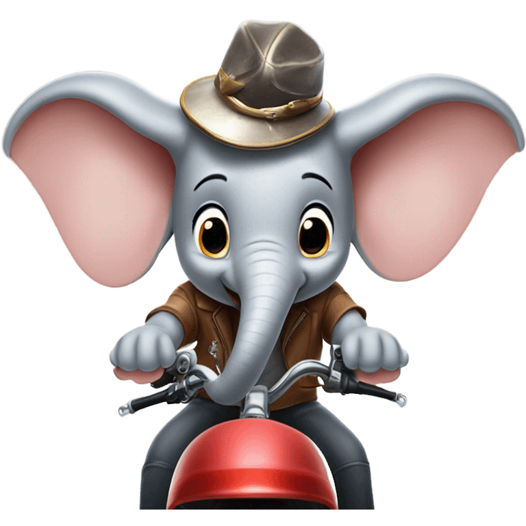 Dumbo on a motorcycle emoji