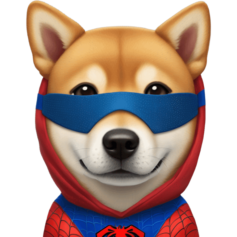 Shiba Inu dressed as spider man emoji