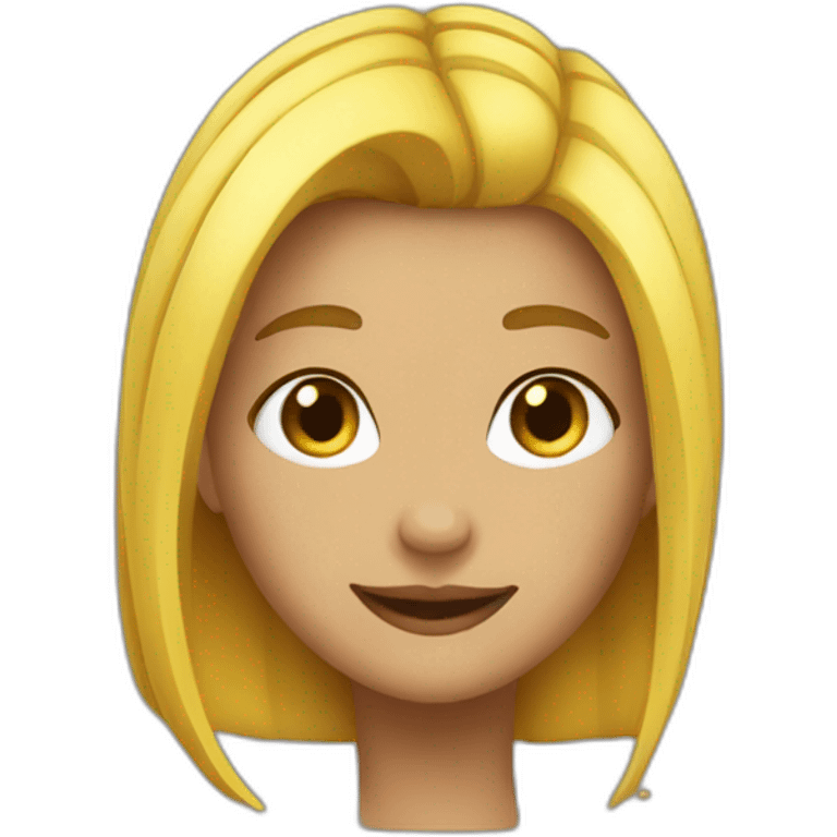 a girl with black and yellow hair a little short she is always happy emoji