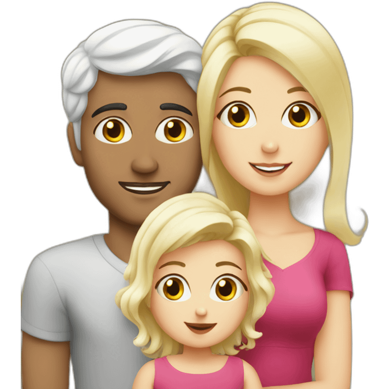 Young Iranian man, blond French wife, and baby girl emoji