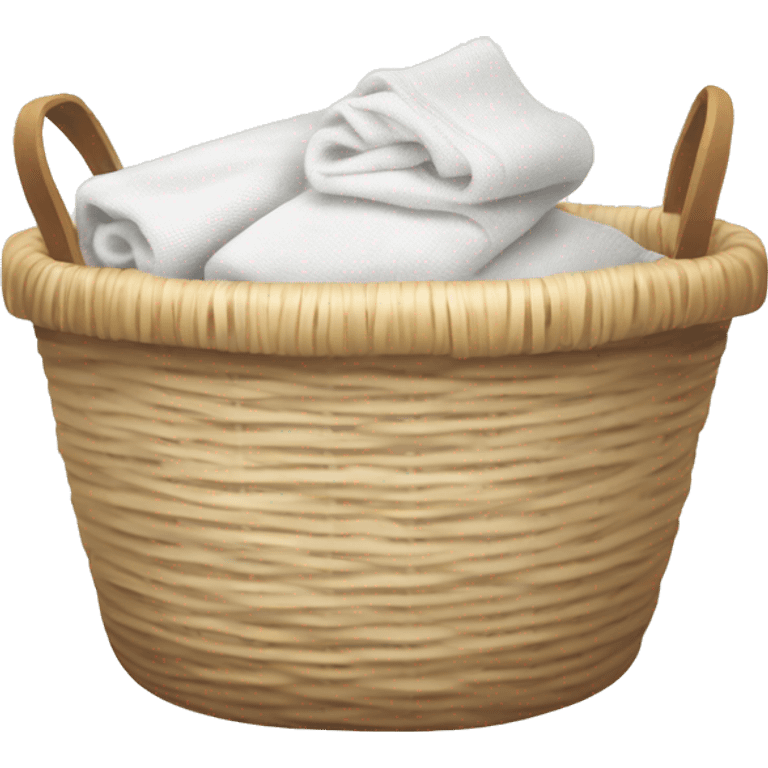 Light beige laundry raffia basket with white clothes emoji