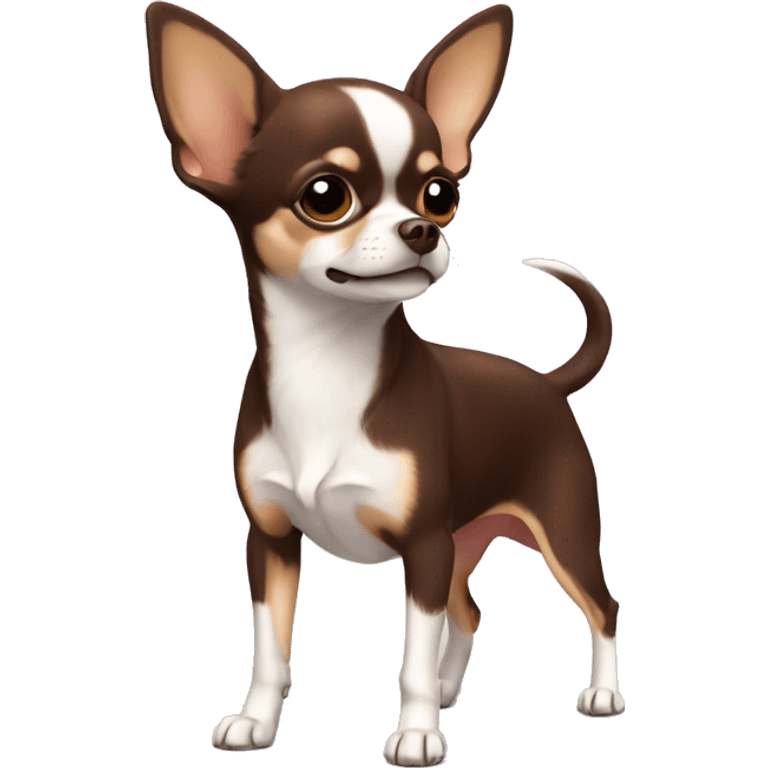 chihuahua pelo longo chocolate com pelos brancos no peito emoji