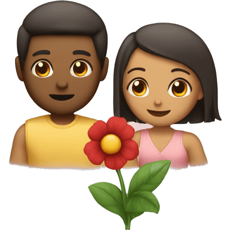 A men have a flower to his female friend  emoji