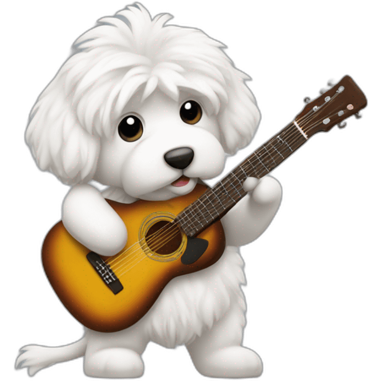 Coton de Tuléar playing guitar  emoji