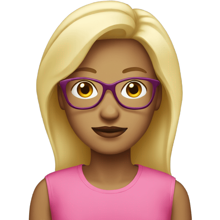 Blond Woman with Glases and pink tshirt emoji