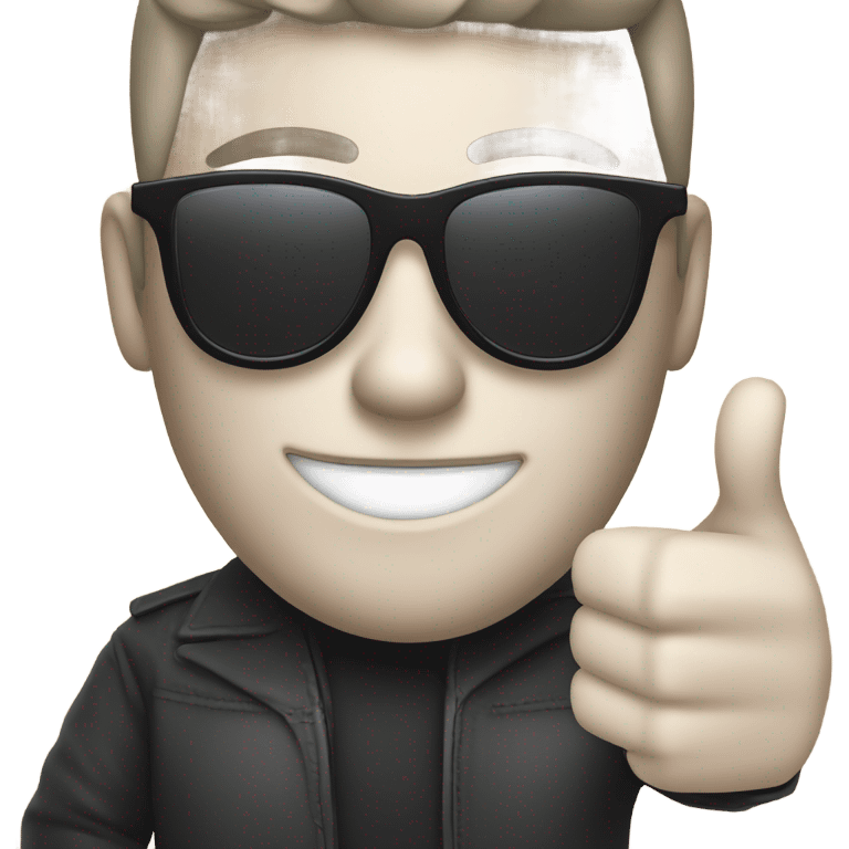 person with sunglasses showing iphone screen with thumbs up emoji