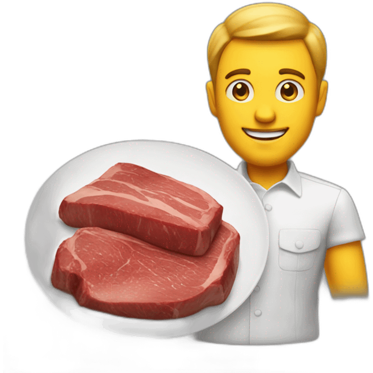 white man infront of tbone steak emoji