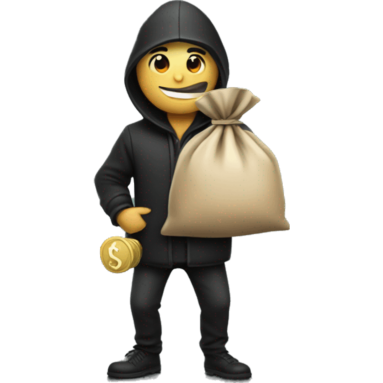 Thief with money bag over shoulders emoji