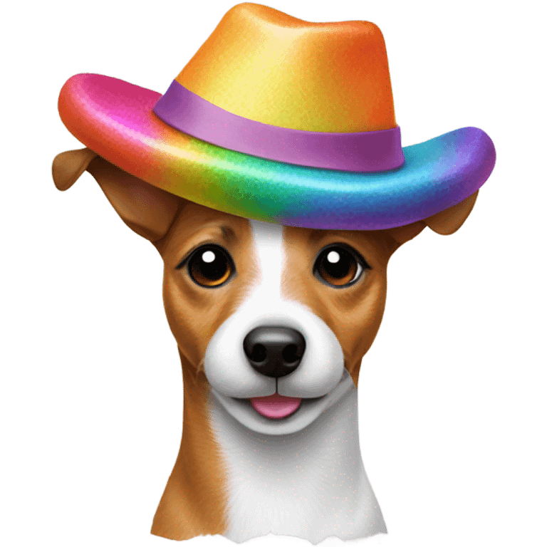 Jack Russel wearing a fun hat emoji