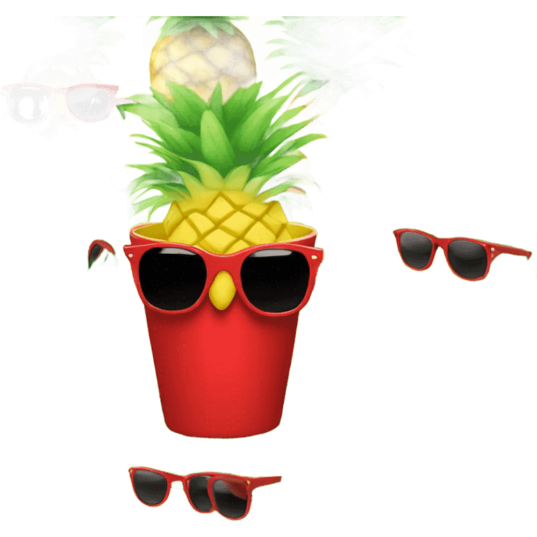 Pineapple holding red cup in sunglasses  emoji