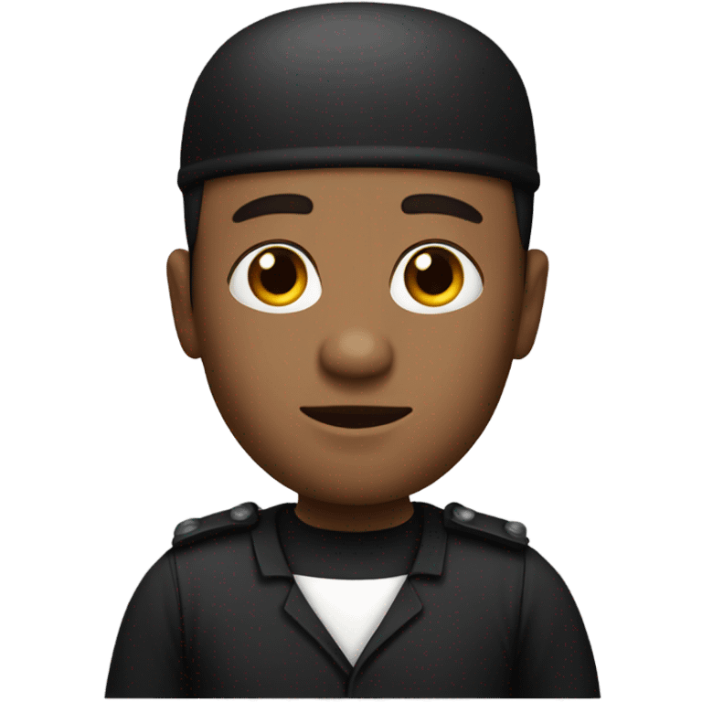 a white male prisoner in a black uniform emoji