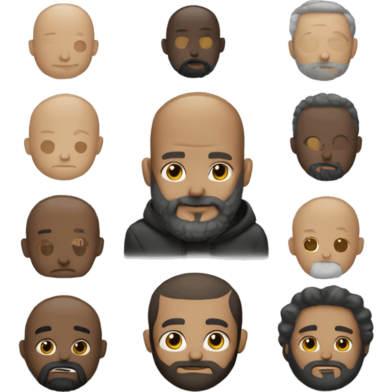 homme blanc sans cheveux et barbe noir emoji