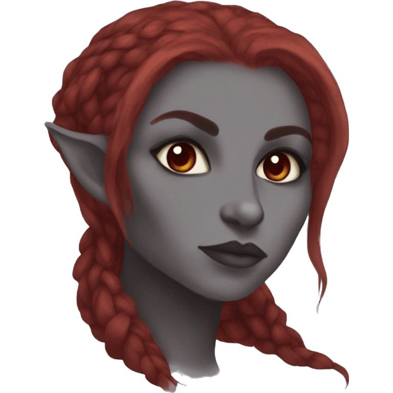 dunmer emale grey skin red hair red eyes emoji