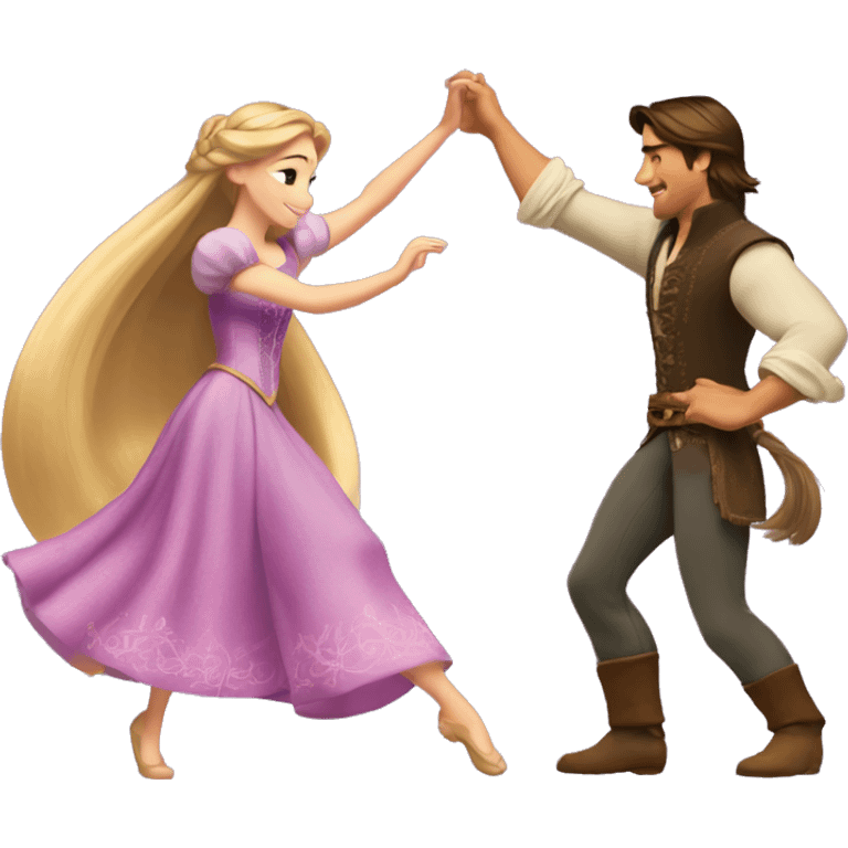 Rapunzel and Flynn Rider dancing emoji