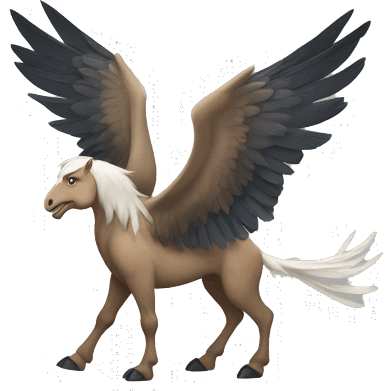 hippogriff: Majestic creatures with the front legs, wings, and head of a giant eagle and the body, hind legs, and tail of a horse. emoji