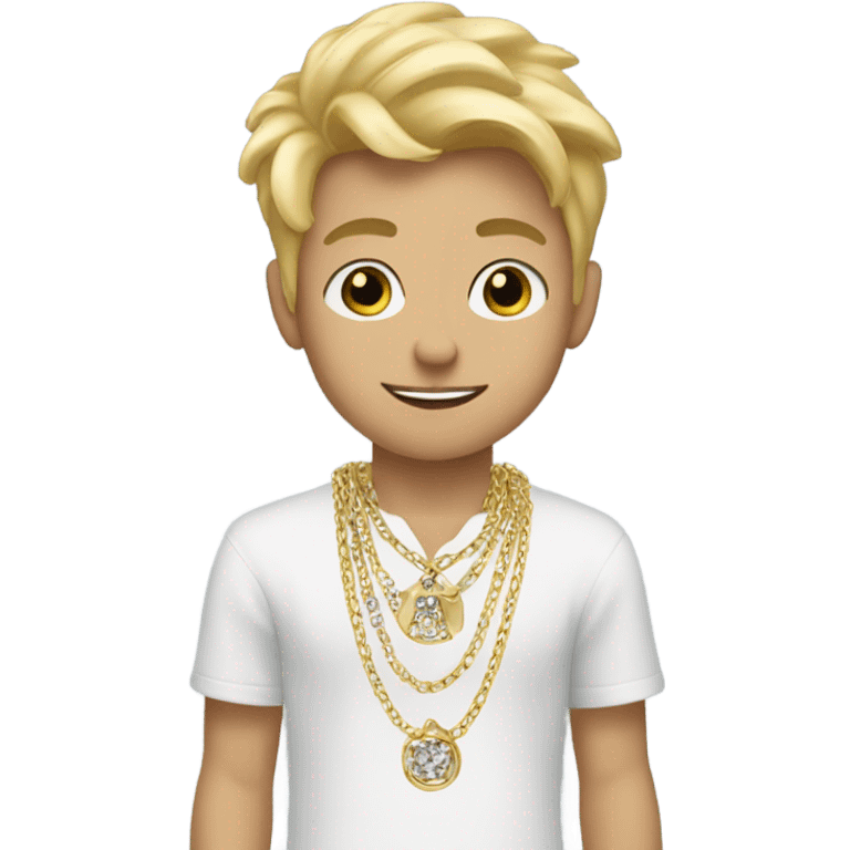 blonde boy in stylish jewelry emoji