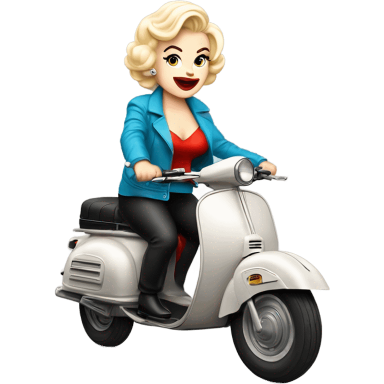 Marilyn Monroe riding a moped ￼ emoji