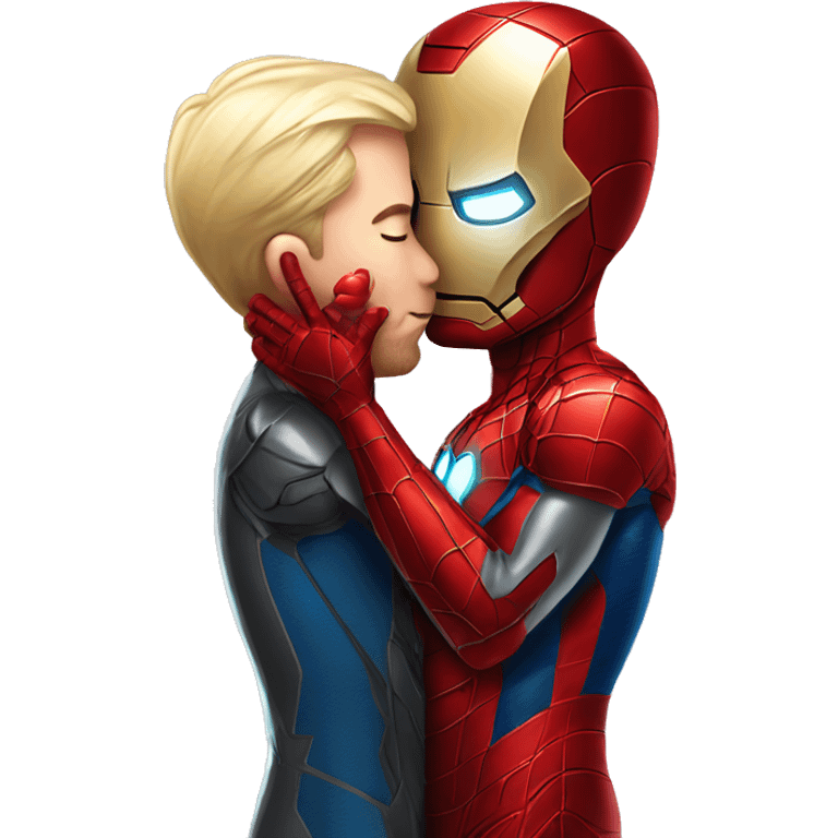 Iron Man kissing spider man  emoji