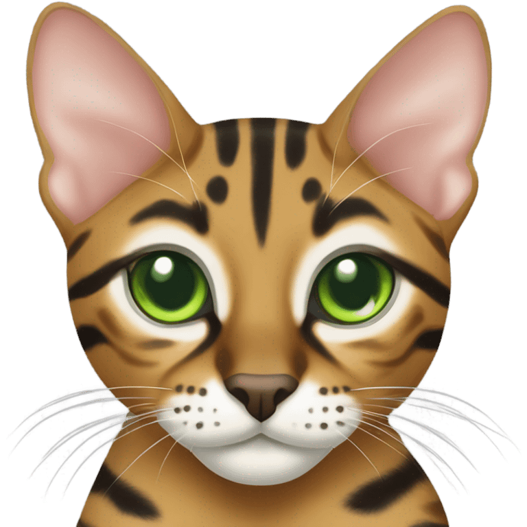 Bengal girl cat with striking green eyes emoji