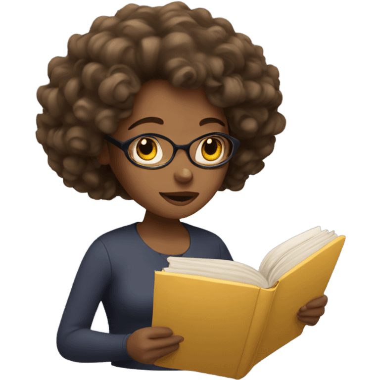 woman with curly hair reading emoji