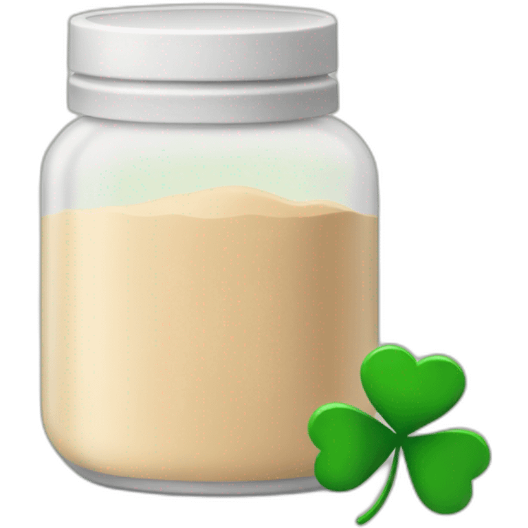 Protein Powder Jar with 4 leaf clover emoji