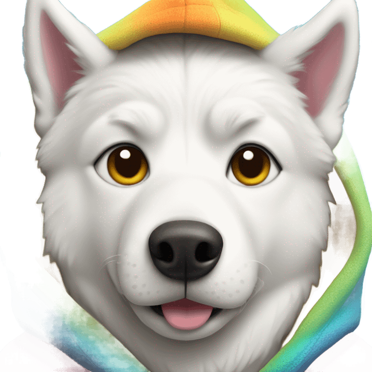 White husky wearing a hoodie emoji