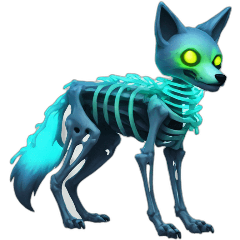 Neon Zombie skeleton fox emoji