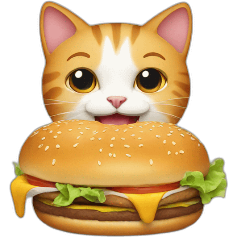 cat eating a burger emoji